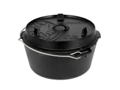 Petromax Dutch Oven Set FT9-T-Scrub Schwarz mit planem Boden 7,5 l Ø 23,9 cm