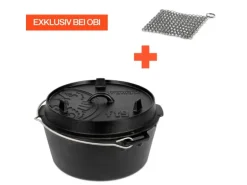 Petromax Dutch Oven Set FT9-Scrub Schwarz mit Standfüßen 7,5 l Ø 23,9 cm
