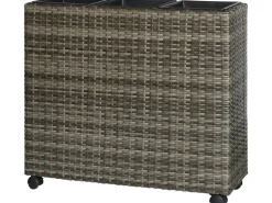 Pflanzkasten mit Rollen Polyrattan Anthrazit-Grau 82 cm x 28 cm x 72 cm