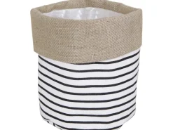 Pflanzkorb Gestreift Baumwolle Ø 15 cm x 15 cm Schwarz-Weiß