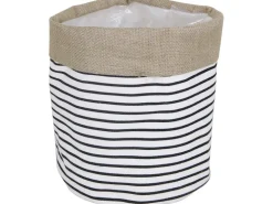 Pflanzkorb Gestreift Baumwolle Ø 20 cm x 20 cm Schwarz-Weiß