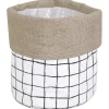 Pflanzkorb Gitter-Optik Baumwolle Ø 15 cm x 15 cm Schwarz-Weiß