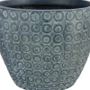 Pflanztopf Faserton Kreise Dunkelgrau Bemalt Ø 37 x 30 cm