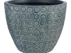Pflanztopf Faserton Kreise Dunkelgrau Bemalt Ø 37 x 30 cm