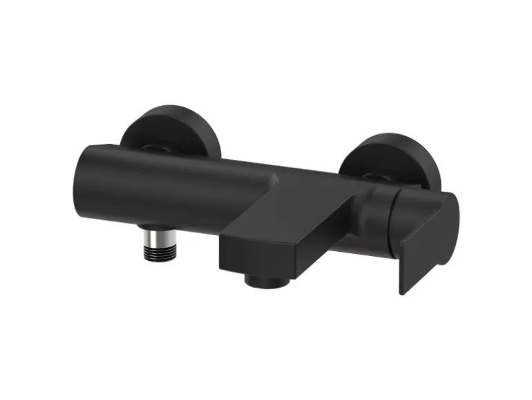 pianura Badewannen-Einhebelmischer Aufputz Giulia mit Brauseanschluss in Schwarz Matt