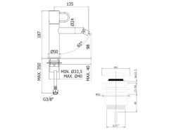 pianura Bidet-Einhebelmischer Stella 5L mit Pop Up Ablaufventil in Chrom