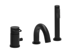 pianura Dreiloch-Wannenrand-Einhebelmischer Stella mit erhöhter Durchflussleistung in Schwarz Matt