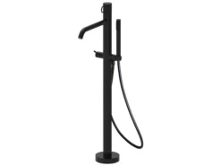 pianura freistehender Wannen-Einhebelmischer Stella Bodenmontage in Schwarz Matt