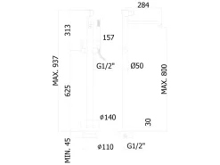 pianura freistehender Wannen-Einhebelmischer Stella Bodenmontage in Schwarz Matt