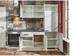 pino Küchenzeile 220 cm Beton Weißgrau Anschlag rechts 1 Geräteschrank