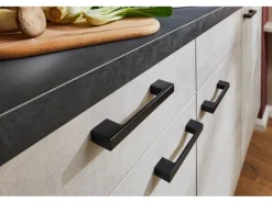 pino Küchenzeile 220 cm Beton Weißgrau Anschlag rechts 1 Geräteschrank