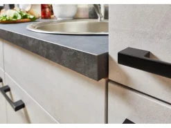 pino Küchenzeile 220 cm Beton Weißgrau Anschlag rechts 1 Geräteschrank