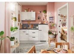 pino Küchenzeile 180 cm Beton Weißgrau Anschlag rechts 1 Geräteschrank