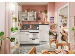 pino Küchenzeile 180 cm Beton Weißgrau Anschlag rechts 1 Geräteschrank