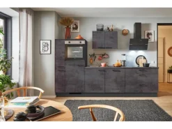 pino Küchenzeile 280 cm Beton Grafitgrau Anschlag L 1 Geräte-. 1 Seitenschrank