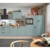 pino Küchenzeile 370 cm Fjordgrün Anschlag rechts 1 Geräte-, 1 Apothekerschrank