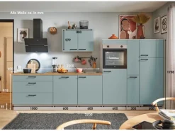 pino Küchenzeile 370 cm Fjordgrün Anschlag rechts 1 Geräte-, 1 Apothekerschrank