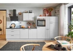 pino Küchenzeile 370 cm Lichtgrau Anschlag rechts 1 Geräte-, 1 Apothekerschrank