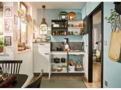 pino Küchenzeile 180 cm Lichtgrau Anschlag links 1 Geräteschrank