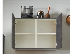 pino Küchenzeile 280cm Beton Grafitgrau Anschlag L 1 Geräte-, 1 Apothekerschrank