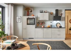 pino Küchenzeile 310cm Beton Weißgrau Anschlag L 1 Geräte-, 1 Apothekerschrank