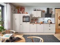 pino Küchenzeile 370cm Kaschmirgrau Matt Anschlag L 1Geräte-, 1 Apothekerschrank