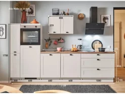 pino Küchenzeile 310cm Kaschmirgrau Matt Anschlag L 1 Geräte-. 1 Seitenschrank