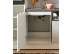 pino Küchenzeile 300cm Weiß Hochglanz Anschlag L 1 Geräte-, 1 Apothekerschrank