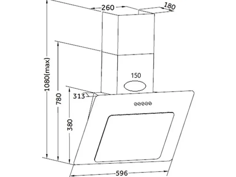 PKM Dunstabzugshaube 9039X kopffrei Schwarz Glas 60 cm EEK: A