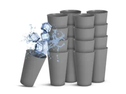 ProHome Becher Kunststoff Grau 0,4 Liter 16er Pack