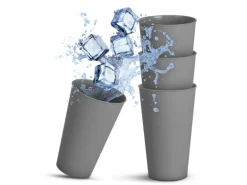 ProHome Becher Kunststoff Grau 0,4 Liter 4er Pack