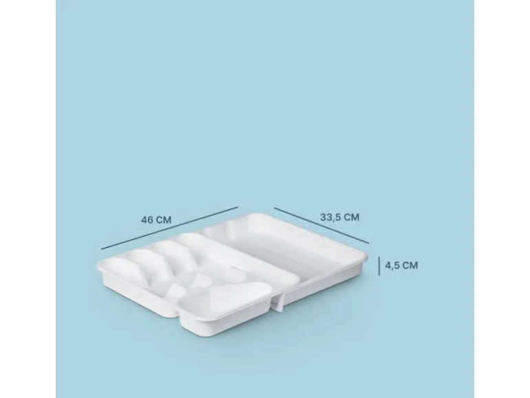 ProHome Besteckkasten 33,5 x 26 x 4,5 cm Weiß Ausziehbar