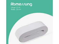ProHome Gummiband 2,5 m x 3,0 cm Weiß