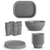 ProHome Kunststoff Geschirr Set BPA Frei Grau 22 Teilig 6 Personen