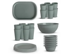 ProHome Kunststoff Geschirr Set BPA Frei Grün 30 Teilig 6 Personen