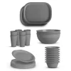 ProHome Kunststoff Geschirr Set BPA Frei Grau 28 Teilig 8 Personen