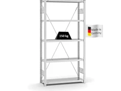 PROREGAL Antibakterielles Fachbodenregal Stecksystem T-Profil HxBxT 200 x 100 x 30 cm 5 Ebenen Traglast 150 kg Antibakterielle Beschichtung Weiß