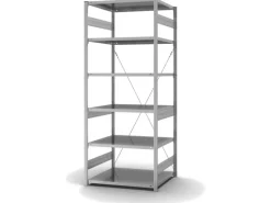 PROREGAL Edelstahlregal Stecksystem T-Profil HxBxT 250 x 100 x 80 cm 6 Ebenen Fachlast 200 kg Edelstahl Fachbodenregal