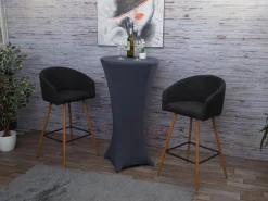 PROREGAL 2er-Set Barhocker Sitzhöhe 74cm Metall Holzoptik Stoff/Textil Anthrazit-Grau Barstuhl Tresenhocker Küchenhocker Mit Lehne