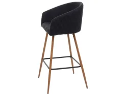 PROREGAL 2er-Set Barhocker Sitzhöhe 74cm Metall Holzoptik Stoff/Textil Anthrazit-Grau Barstuhl Tresenhocker Küchenhocker Mit Lehne