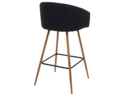 PROREGAL 2er-Set Barhocker Sitzhöhe 74cm Metall Holzoptik Stoff/Textil Anthrazit-Grau Barstuhl Tresenhocker Küchenhocker Mit Lehne