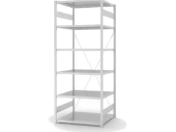 PROREGAL Lebensmittel Fachbodenregal Stecksystem T-Profil Grundregal HxBxT 250 x 100 x 80 cm 6 Ebenen Fachlast 130 kg Hygienische Beschichtung Weiß