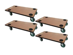PROREGAL MegaDeal 4x Transportroller 4 Rollen HxBxT 11,5x30x60 cm Traglast 200kg Sperrholzplatte