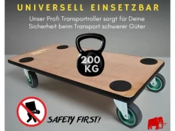 PROREGAL MegaDeal 4x Transportroller 4 Rollen HxBxT 11,5x30x60 cm Traglast 200kg Sperrholzplatte