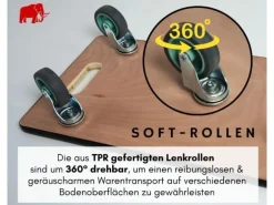 PROREGAL MegaDeal 4x Transportroller 4 Rollen HxBxT 11,5x30x60 cm Traglast 200kg Sperrholzplatte