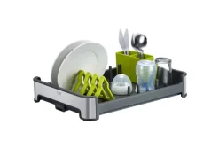 PROREGAL Praktischer Geschirrtrockner Aus Mattem Edelstahl & Kunststoff HxBxT 13 x 31 x 44,7cm Anthrazit