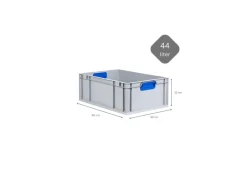 PROREGAL Spar Set 10x Eurobox Nextgen Color Mit Auflagedeckel & Schiebeschnappverschlüsse HxBxT 22 x 40 x 60 cm Griffe Blau Verstärkter Boden