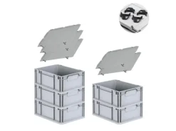 PROREGAL Spar Set 5x Eurobox Nextgen Economy Mit Auflagedeckel & 4x Schiebeschnappverschlüsse Schwarz Griffe Geschlossen HxBxT 17 x 30 x 40 cm