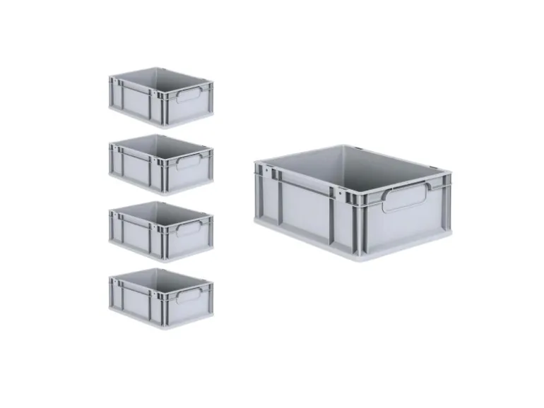 PROREGAL Spar Set 5x Eurobox Nextgen Economy Mit Auflagedeckel & 4x Schiebeschnappverschlüsse Schwarz Griffe Geschlossen HxBxT 17 x 30 x 40 cm