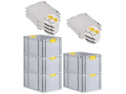 PROREGAL Spar Set 5x Eurobox Nextgen Color Mit Scharnierdeckel & Schiebeschnappverschlüsse HxBxT 32 x 40 x 60 cm Griffe Gelb Verstärkter Boden
